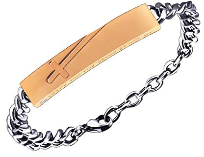 WANGLXTC Mode Paar Titan Stahl Armband, Herren Frauen Persönlichkeit Handgelenk Poliert Panzerkette, Exquisiter Schmuck Armreifen Geschenk Exquisit, B