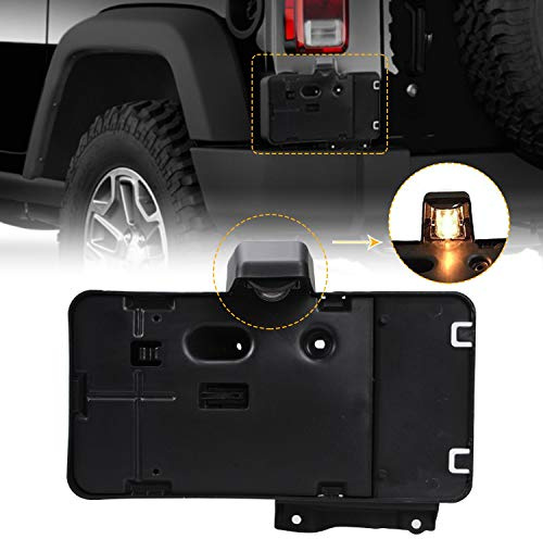 JeCar Fit for JK License Plate Holder Frame with Light Rear License Plate Mounting Bracket Compatible with 2007-2017 Jeep Wrangler JK JKU Sahara Rubicon X Sport & Unlimited