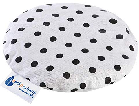 Medi Partners Cherry Stone Cushion Heat Pillow for Babies 180g Round 15cm Eco Natural 100% Cotton Heat and Cold Therapy Massage Therapy (Dots)