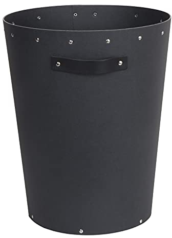 Bigso Box of Sweden Cestino carta in fibra di legno sostenibile – Porta rifiuti con manico in pelle per arredi in stile moderno – Cestino gettacarte per studio e ufficio – nero