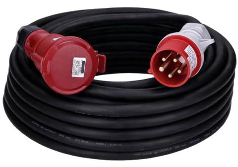 Voxura CEE-Kabel Verlängerungskabel Starkstromkabel 5-polig 400V H07RN 5G 6 32/5 32A IP44 Phasenwender Starkstrom 25m