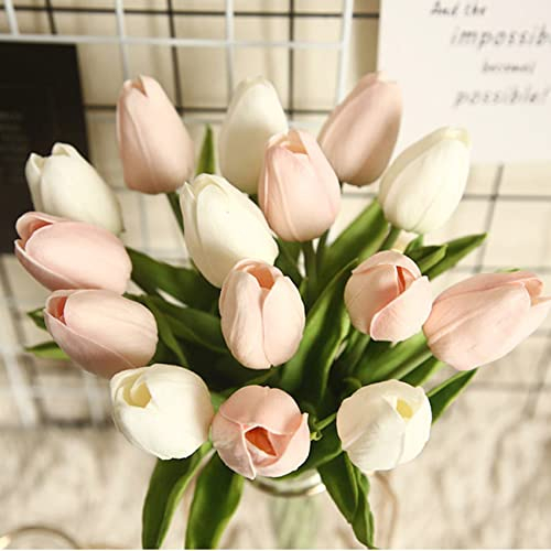 hanlongyu - 20 tulipani artificiali per la decorazione della tavola, bouquet artificiali realistici, decorazione per matrimoni, feste, ufficio, cucina, casa