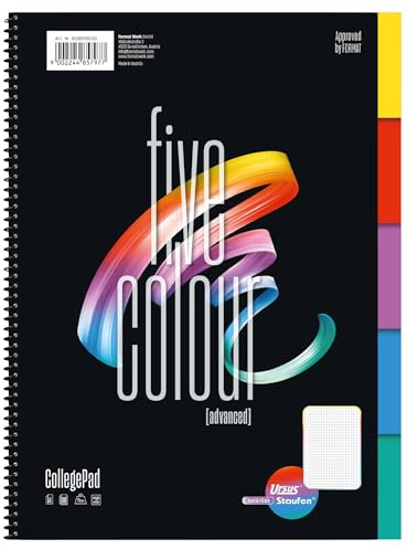 Advanced Collegeblock Colour - 3 Blöcke à 100 Blatt, DIN A4, kariert | 70 g/m² Papier, 4-fach Lochung, farblich getrennte Bereiche, professionell und strukturiert, DIN A4