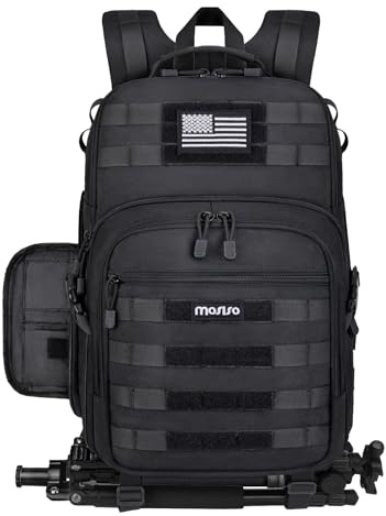 MOSISO Camera Backpack, DSLR/SLR/Mirrorless Tactical Camera Bag Case with Laptop Compartment Compatible with Canon/Nikon/Sony, Black