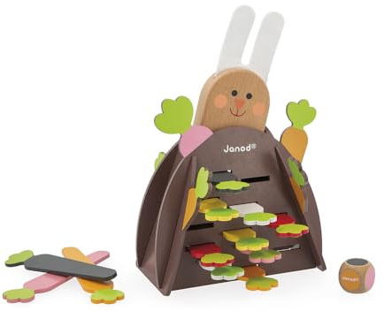 Janod - Magic Carrot - Jeu de Société Enfant - Jeu d'Adresse et de Stratégie - Jouet en Bois - Apprentissage des Couleurs - 2 à 4 Joueurs - Certifié FSC - Dès 3 Ans, J02473
