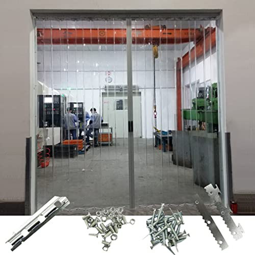 Industrie-Streifenvorhang Dicke 1.5mm PVC-Streifenvorhang Höhe 2-2.4m Breite 0.9-1.35m Streifenvorhang Lamellenvorhang, Transparent, kann Geräusche reduzieren, Zugeschnitten (width:0.9m,height:2m)