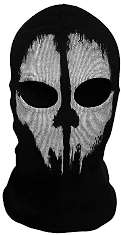 COD Ghost Mask Skull Balaclava MW2 Skeleton Costume Ski Snood Knitted Mask | Full Head Balaclava, Stretchy Knitted Fabric, Skull Print, Windproof & Warmer, Motorcycle Outdoor Headwear, Halloween Cosplay