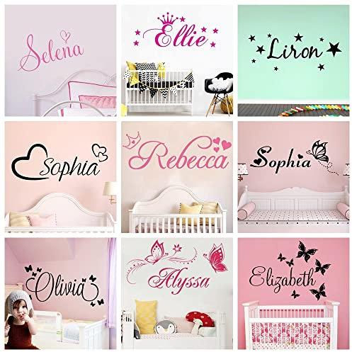 jifu Wandtattoo mit individuellem Namen, personalisierbar, Mädchen-Name, Wandaufkleber, Kinderzimmer, Baby, Jungen, Mädchen, Unisex, Wandaufkleber Kinderzimmer für Zuhause, Schlafzimmer, Kinder (L)