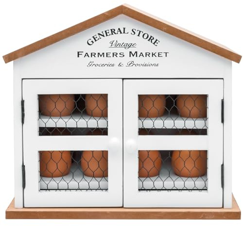 Maison Des Cadeaux 16 Egg Wooden 'General Store' House Hut Storage Holder Organiser