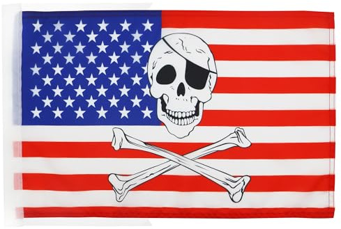 AZ FLAG - Drapeau USA Pirate - 45x30 cm - Pavillon Américain - Etats-Unis 100% Polyester Avec Deux Cordelettes - 20g