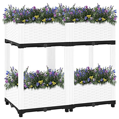 Homgoday Fioriera Rialzata Fioriera Rialzata da Esterno Fioriera Balcone Aiuola Rialzata per Orto Aiuola Rialzata Fioriera da Esterno Fioriera con Spalliera da Esterno 80x40x71 cm in Polipropilene