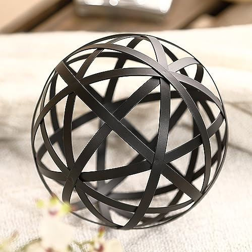 MOCOME 6.2 Black Metal Decorative Sphere - Home Decor Centerpiece & Coffee Table Accent