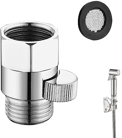 Vueinrg Duschkopf Absperrventil 1/2 Zoll Wasserstopper Dusche Ventil Duschstopp Messing Eckventil Wasserverteiler Brause Shut-Off Ventil mit Gummidichtung für Handbrause Brausearm (Poliert Chrom)