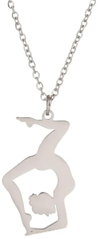 TEAMER Pendentif de gymnastique Collier de gymnastique tendance Bijoux de ballerine de sport pour les femmes et les filles pour l'anniversaire de Noël (Style 4-Argent)