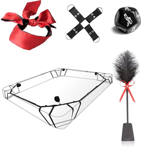 Ensemble de bondage au lit avec menottes,SM Bondage Kit, ensemble de retenue avec pagaie pour couples débutants et expérimentés