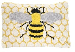 Decorvo Bee Needle Point Pillow 12 x 8 inches Hook Throw Pillow for Couch or Dorm