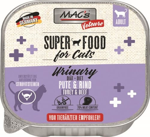 Mac's Cat Vetcare Comida Húmeda Premium para Gatos Dietas Especiales 16 x 100 Gr (Pavo Y Res Urinario)