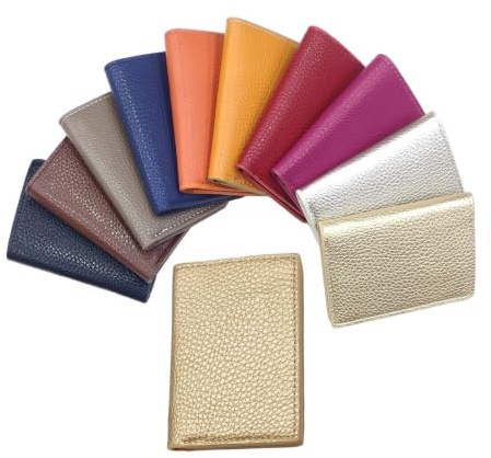 LOLUNA® Porte-Cartes en Cuir, pour Billets, Carte de crédit, Visites et Fidelités pour Femme et Homme - Doré