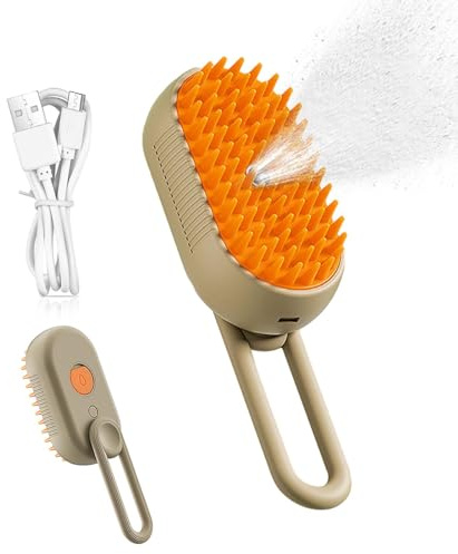 Hunde-Dampfbürste – Haustier-Nebelbürste, Hunde-Dampfbürste | Vielseitige 3-in-1-Haustierpflegebürste, Kamm zur Beseitigung von Haarausfall, Allzweck-Dampfmassagekamm, 12 x 6,5 x 4,5 cm, Kaffeebraun
