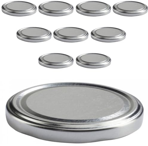 mikken 10 Deckel TO 82/8,5 cm für Marmeladengläser Twist-Off Ersatzdeckel Schraubdeckel für Sturzgläser und Einmachgläser Farbe Silber