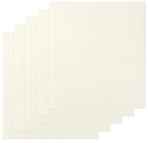 Uxcell Absorbent Cellulose Reusable Swedish Dishcloths for Kitchen | Clean dishes, windows, floors. Quick moisture absorption. No odor. White Pack of 5
