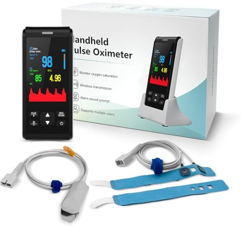 Pulse Oximeter Fingertip Infant Pulse Oximeter Overnight for Kids Handheld Blood Oxygen Saturation Monitor for SpO2 and Pulse Rate Continuous Infant Monitoring Baby Oxygen Monitor & Adult Finger Spot