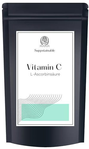 1kg-Pures Vitamin C Pulver - Reine Ascorbinsäure, keine Füllstoffe & Zusatzstoffe - Veganes Pulver für dein Immunsystem - abgefüllt in DE von Suppstainable