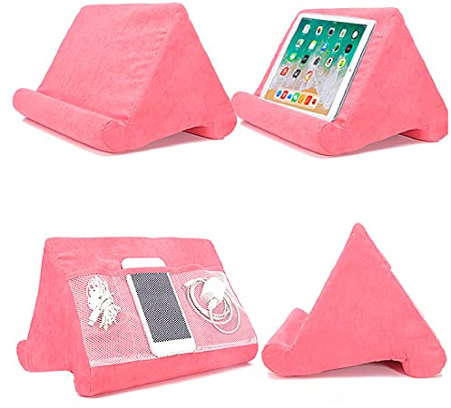 Tablet-Kissenständer, Handyhalterung, Lesekissen, verstellbarer Winkel, Handys, Tablet-Ständer mit Netztaschen für Tablets, Smartphones, Bücher, Zeitschriften, Bett, Lesen, 27,9 x 22,9 x 25,4 cm