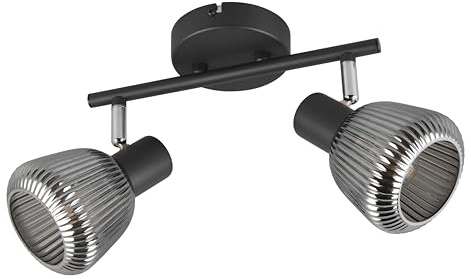 Trio Leuchten Spotbalken Tarifa 862800232, Metall Schwarz matt, Glas Chrom bedampft, exkl. 2x E14