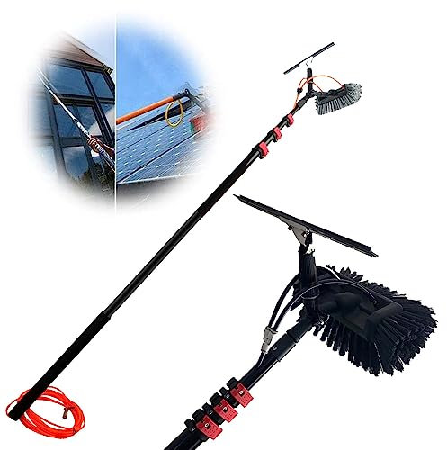 Window Washing Kit 4M-12m,Window Cleaning Pole with Telescopic Brush with Water On Pole, Extends To Clean Roofs, Clean Photovoltaic and Solar Panels