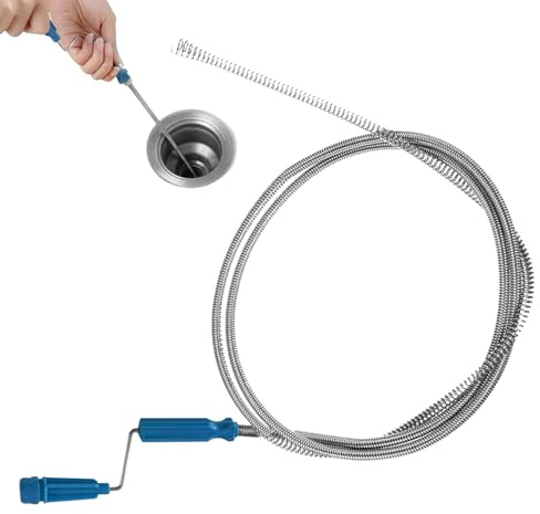 Drain Unblocker 6 mm x 3 m Drain Cleaner Flexible Sink Unblocker Drain Auger Clog Remover Tool for Kitchen Bathroom Shower Sink Toilet Bathtub