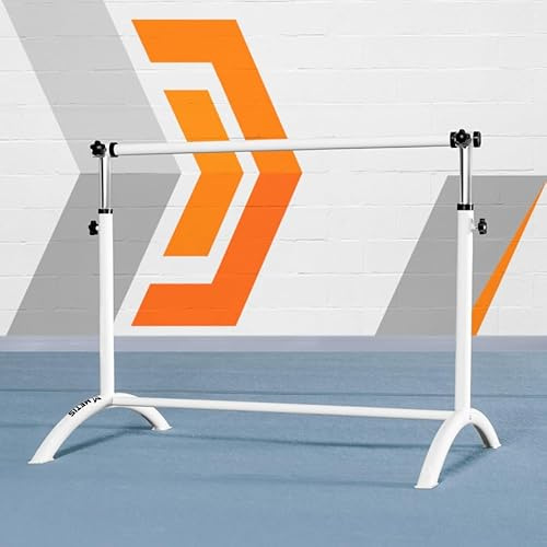 METIS Adjustable Ballet Barre | Portable Freestanding Dance Barre for Home Workouts, Ballet & Barre Training – Sturdy Powder Coated Steel Stretch Bar with Adjustable Height (Standard (White))