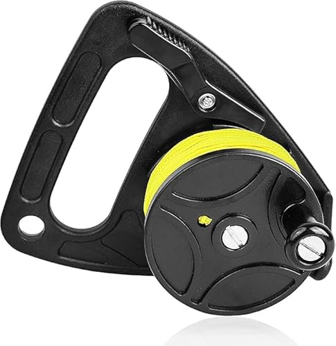 Dive Reel, Diving Reel with Thumb Stopper, Heavy Duty 46m/150ft Yellow Line SMB Scuba with Handle Stop Switch for for Cave, Wreck, Drift Diving, Kayak Anchorand More Underwater Activities