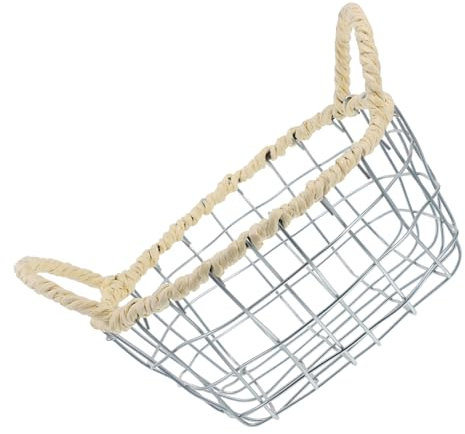 CONGARTENO Cesto Ferro Vintage Per Frutta e Snack Contenitore Decorativo Leggero Con Manici Doppio Per Picnic e Cucina Vassoio Portaoggetti Per Alimenti e Pane