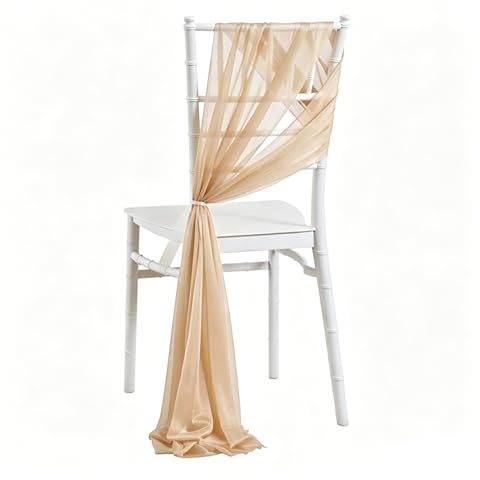 Pmnzdy 20 * 275cm Tüllstoff Stuhldekoration Tüll Stuhlschleifen Hochzeit Stuhl Hochzeitsstuhl Dekoration Tüll Stuhlschärpen Schleifen Chiffon Dekostoffe für Hochzeit Party Weihnachten Gold 1 Stück