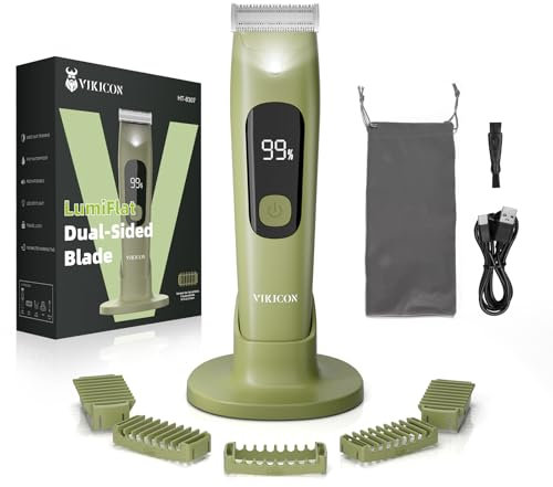 VIKICON Body Trimmer Men, Painless Pubic & Balls Trimmer, Body Shavers Groomer, IPX7 Waterproof Electric Razor Male Grooming Kit USB-C Rechargeable