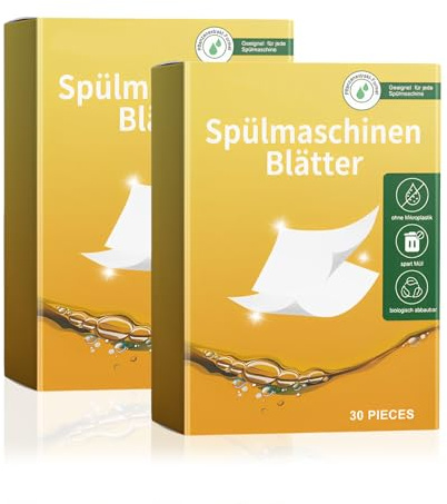 60 Stück Spülmaschinen Blätter, Spülmittel Streifen Natürlich | Spülmaschine Blätter Bio, Stark Reinigendes, Plastikfreie