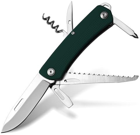 PUMA TEC – Pocket-Tool Grün - Multifunktionales Taschenmesser - 74mm Klinge aus AISI 420 Stahl (56 HRC) - 6 Werkzeuge - G10 Griffschalen - Öse für Fangriemen (Art.Nr.: 7285004)
