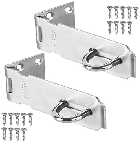 XHYASD 5 Inch Hasp and Staple, 2 Pack Stainless Steel Padlock Hasp | SUS304 stainless steel construction with rust-resistant finish, suitable for indoor and outdoor security applications