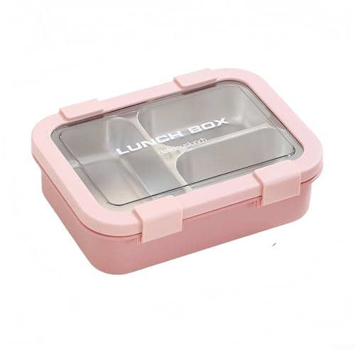 RemixAst Lonchera para adultos, lonchera con 3 compartimentos a prueba de fugas, caja bento para escuela, trabajo, oficina, portátil, almacenamiento de alimentos (rosa)