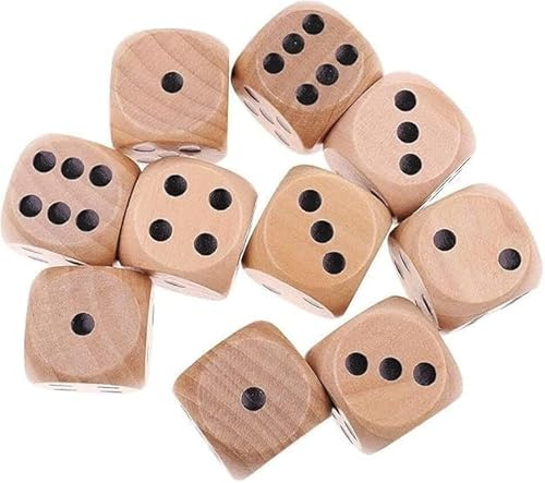 Set di 10 dadi D6 in legno, con angoli rotondi da 20 mm, dadi da gioco a 6 lati, per adulti, dadi da gioco standard