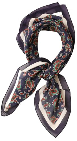 Prettystern Pañuelo de seda y algodón 65x65 cm para mujer y hombre - Bufanda cuadrada, elegante y ligera, perfecta para verano y primavera, 65/65cm, laminato a mano