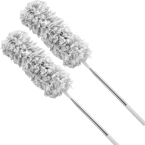 Bluecaps Duster Brush 2 Pack, Long Extendable Flexible Handle Dust Remover – Durable Cleaning Tools for Radiators, Vents, Baseboards, Appliances and Hard-to-Reach Areas