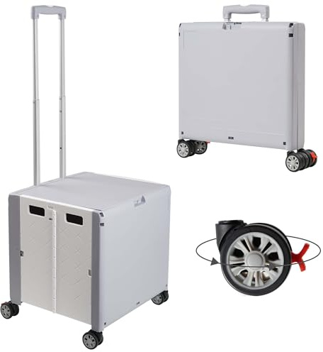 SISKEYCOOC Einkaufstrolley mit Rollen Klappbar, Großer Einkaufswagen mit Deckel und Teleskopgriff, Multifunktionaler Klapptrolley für Einkäufe und Ausgänge, 4 um 360° Drehbare Rollen, bis 35 KG