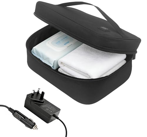 USEAHITOR 5L Towel Warmer, Adult Wipes Warmer, Portable Dual-Sided Heating Bag with 3 Temperature Settings and Car Adapter, Multi-Use for Home, Travel & Spa, Black