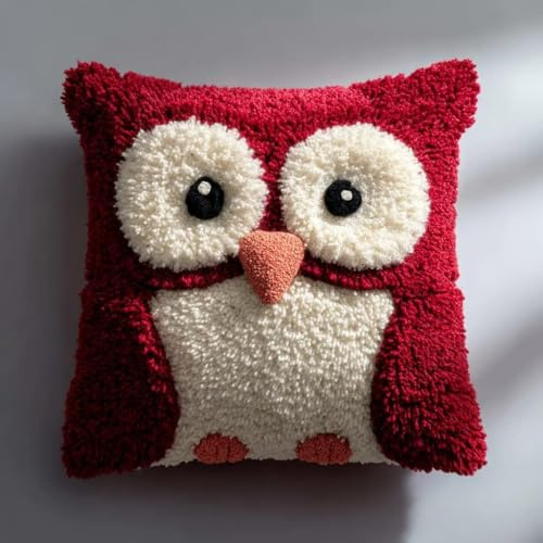 Taxpy Knüpfkissen-Set Eule Strickset-Kissen Teppich-Set Für Anfänger,Knüpfset Für Anfänger Erwachsene Oder Kinder 43 X 43 Cm