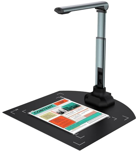 KC6A07 USB-Dokumentenkamera for Lehrer-Laptops, tragbarer Buch- und Dokumentenscanner im A3/A4-Format mit Verlängerungsständer, OCR-Zoom Malwerkzeug