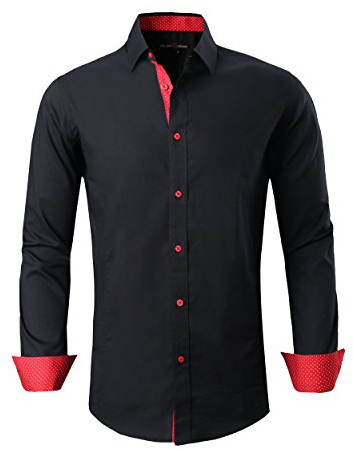 Alex Vando Mens Dress Shirts Regular Fit Long Sleeve Stretch Business Dress Shirts for Men,Black,L