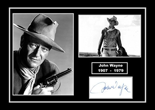 SIGNED BY THE STARS John Wayne Kunstdruck - Rahmen - Matte - 30 x 20 cm - Americana - Film - Wohnzimmer
