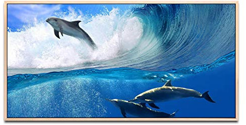 Meer ca. 130x70cm Wandbild inklusive Schattenfugenrahmen naturfarbend - Panorama Leinwand Bild XXL Format Wandbilder Wohnzimmer Wohnung Deko Kunstdrucke